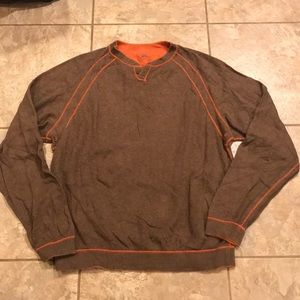 Orange and brown reversible pullover sweater
